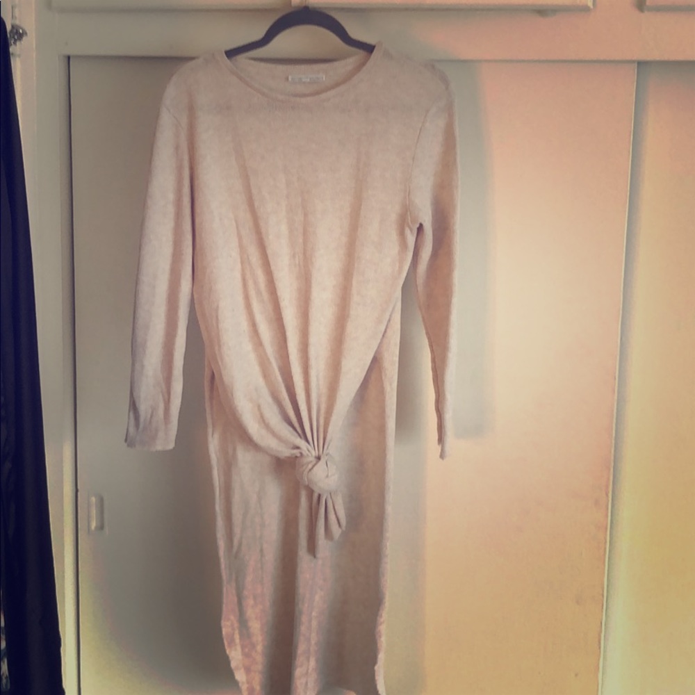 Long Zara asymmetrical cream sweater